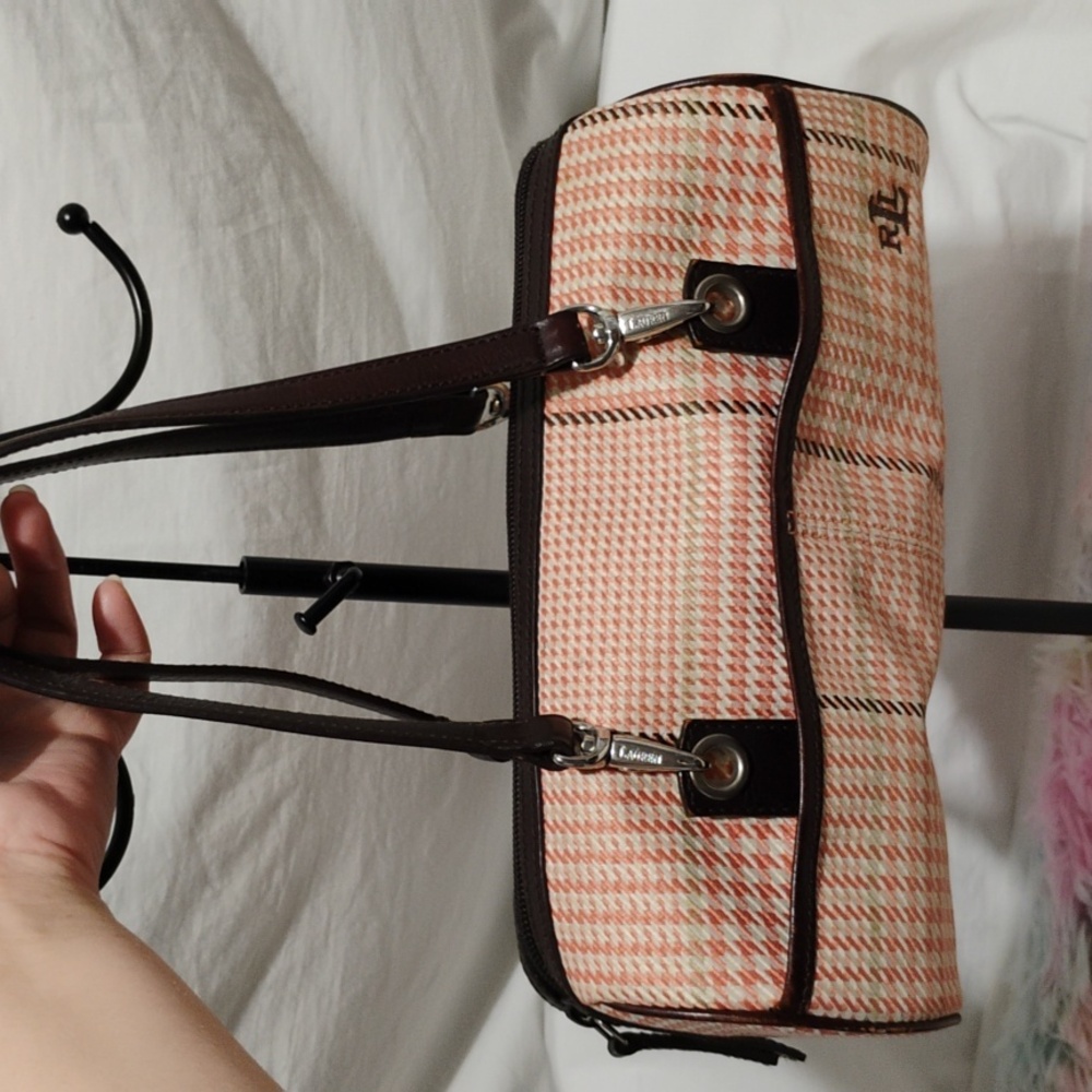 (#32) SALE! Lauren Ralph Lauren Y2K Houndstooth Pretty Shoulder/Handbag - Picture 12 of 14